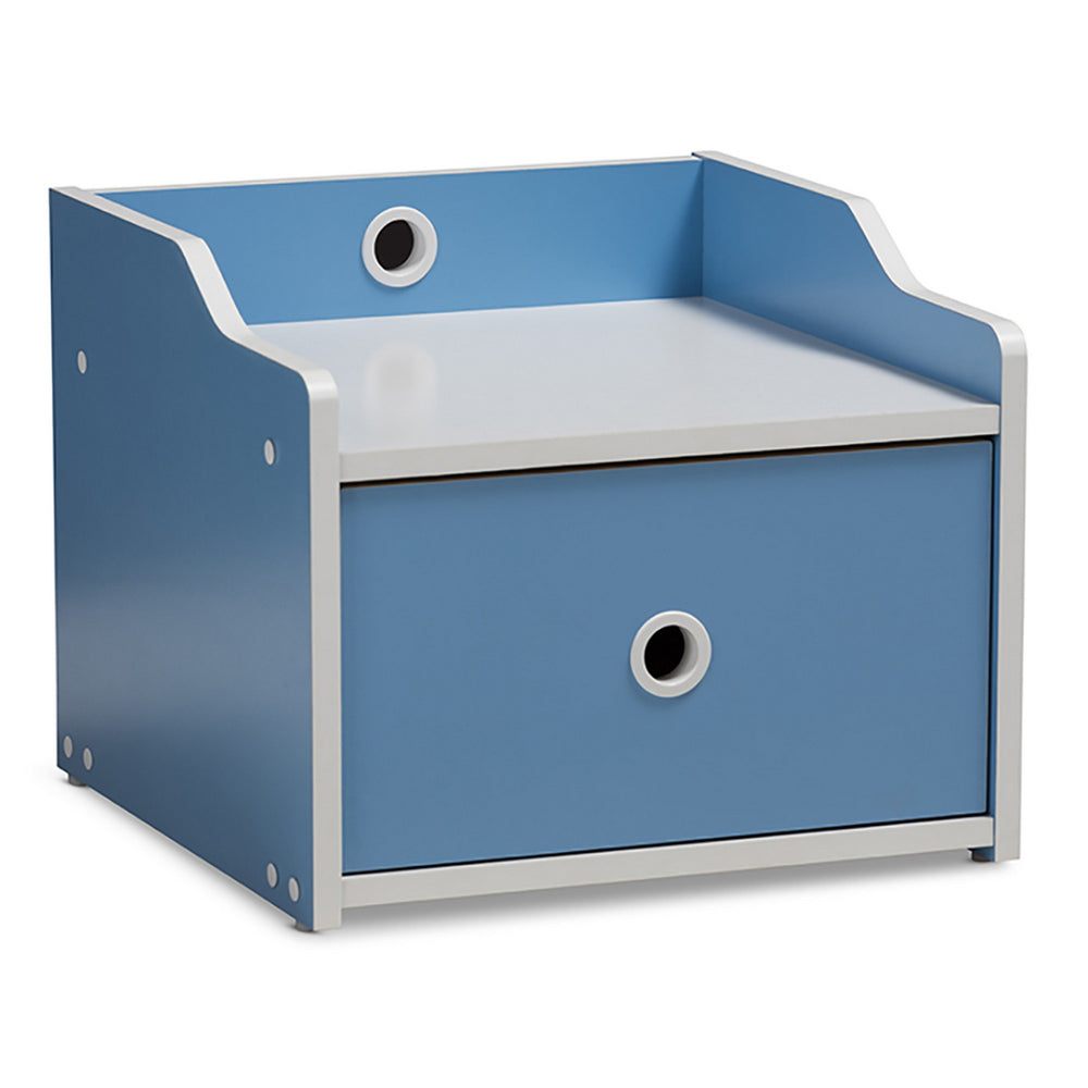 Urban Designs White and Blue Children's Nightstand