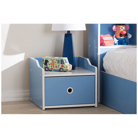 Urban Designs White and Blue Children's Nightstand