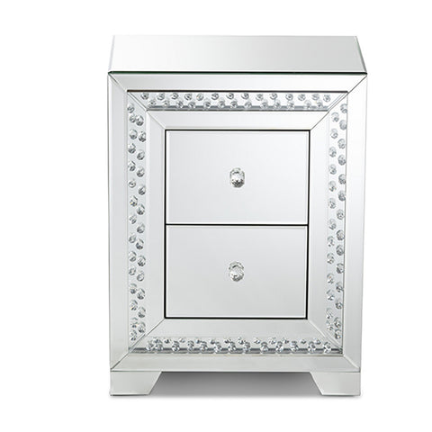 Urban Designs Mirrored Three Drawer Nightstand