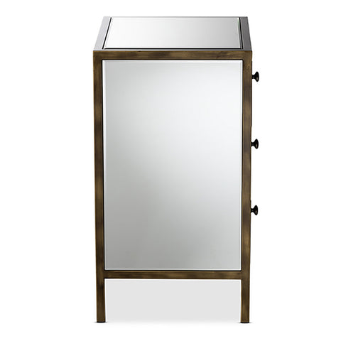 Urban Designs Mirrored Three Nightstand With Metal Frame