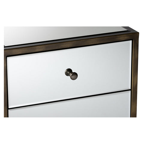 Urban Designs Mirrored Three Nightstand With Metal Frame
