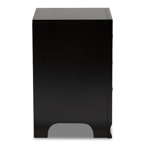 Urban Designs Gerald Traditional 3-Drawer Wood Nightstand - Black