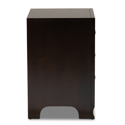 Urban Designs Gerald Traditional 3-Drawer Wood Nightstand - Dark Brown