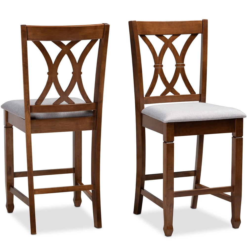 Urban Designs Rowan 2-Piece Upholstered Wooden Counter Chair Set - Walnut Brown