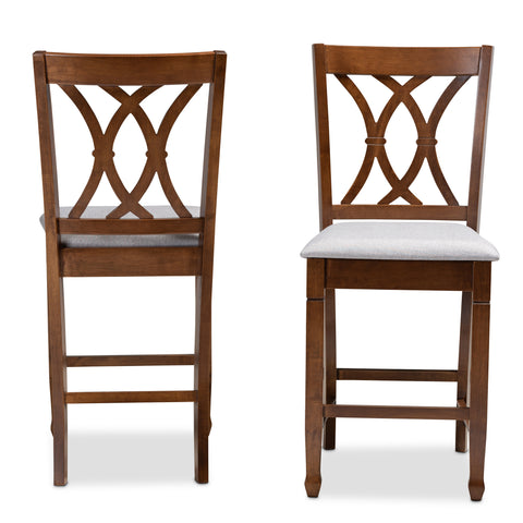Urban Designs Rowan 2-Piece Upholstered Wooden Counter Chair Set - Walnut Brown