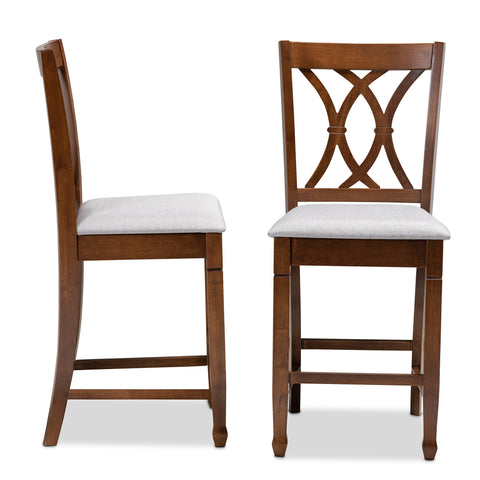 Urban Designs Rowan 2-Piece Upholstered Wooden Counter Chair Set - Walnut Brown