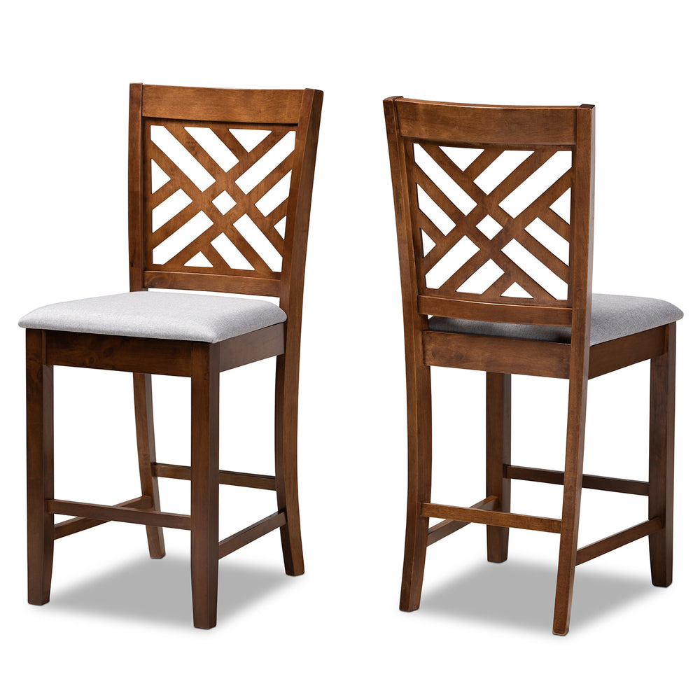 Urban Designs Creston 2-Piece Upholstered Wooden Counter Chair Set - Walnut Brown