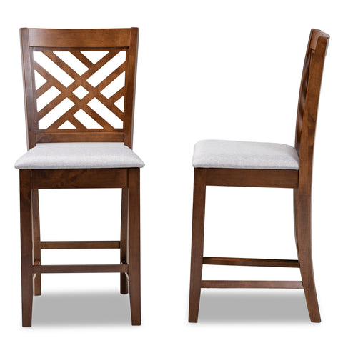 Urban Designs Creston 2-Piece Upholstered Wooden Counter Chair Set - Walnut Brown