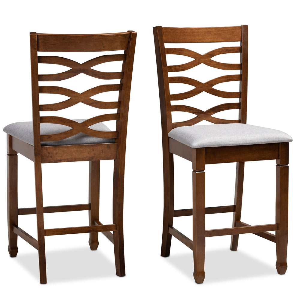 Urban Designs Levan 2-Piece Upholstered Wooden Counter Chair Set - Walnut Brown