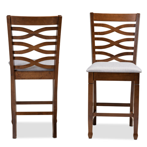 Urban Designs Levan 2-Piece Upholstered Wooden Counter Chair Set - Walnut Brown