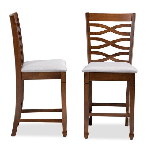 Urban Designs Levan 2-Piece Upholstered Wooden Counter Chair Set - Walnut Brown