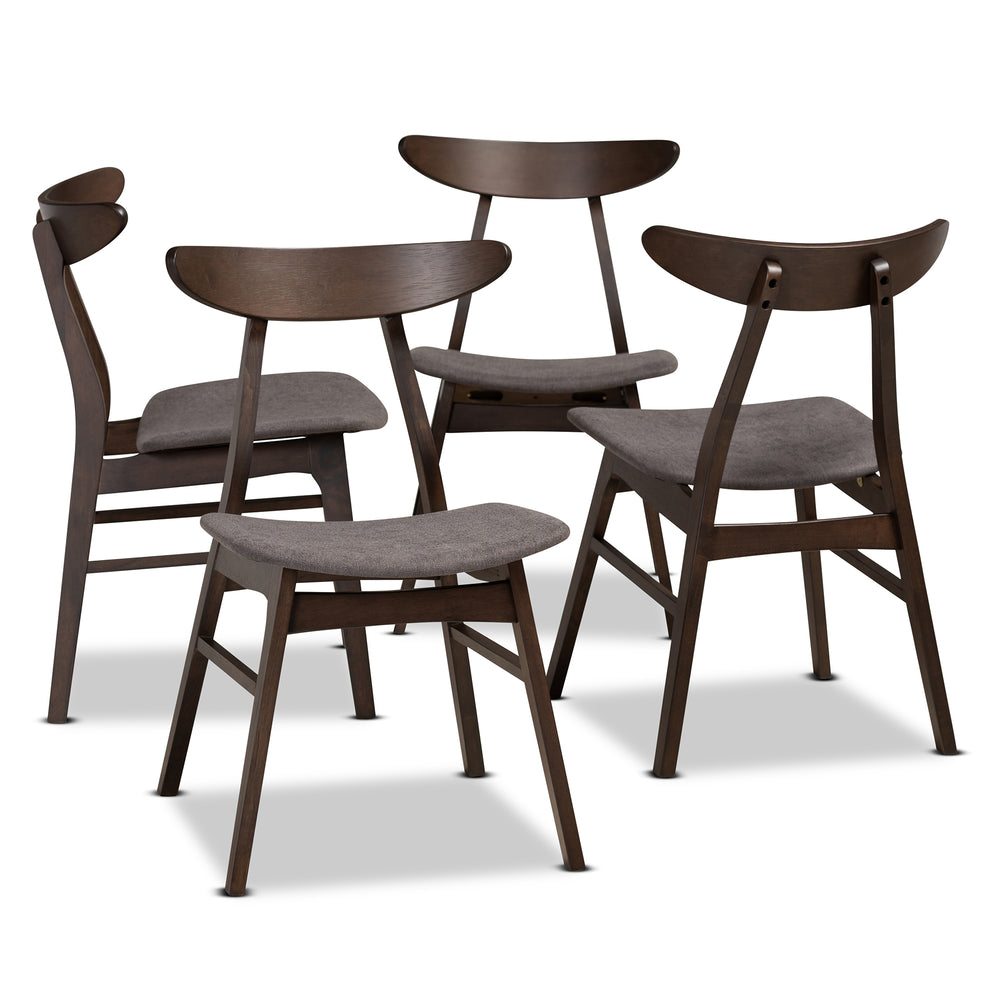 Urban Designs Byrne 4-Piece Wood Dining Chair Set - Dark Brown & Dark Grey