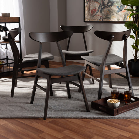 Urban Designs Byrne 4-Piece Wood Dining Chair Set - Dark Brown & Dark Grey