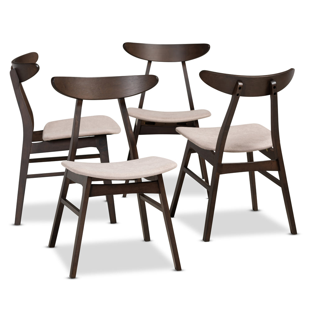Urban Designs Byrne 4-Piece Wood Dining Chair Set - Dark Brown & Beige
