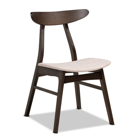 Urban Designs Byrne 4-Piece Wood Dining Chair Set - Dark Brown & Beige