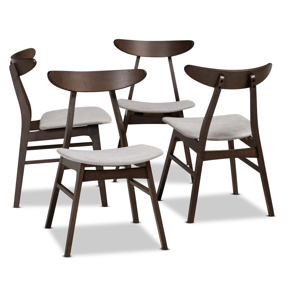 Urban Designs Byrne 4-Piece Wood Dining Chair Set - Dark Brown & Light Grey