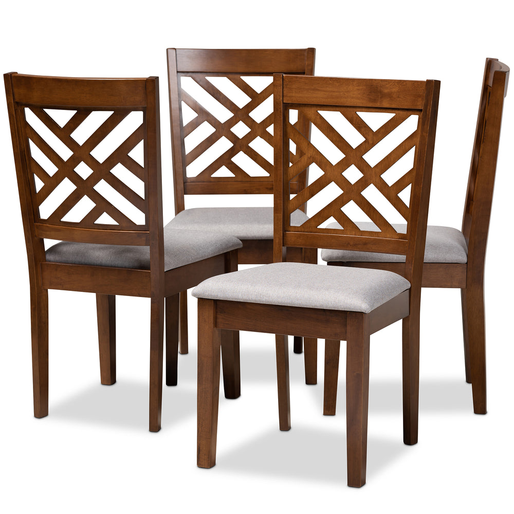 Urban Designs Creston 4-Piece Upholstered Wooden Dining Chair Set - Walnut Brown