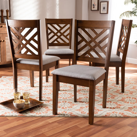 Urban Designs Creston 4-Piece Upholstered Wooden Dining Chair Set - Walnut Brown