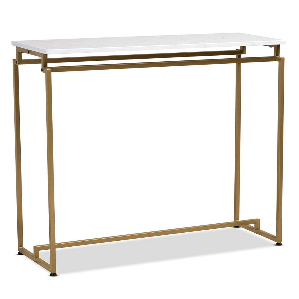 Urban Designs Remminth Faux Marble Metal Console Table - Brushed Gold
