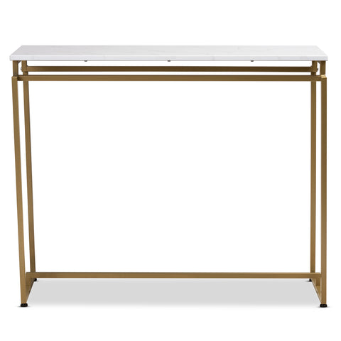 Urban Designs Remminth Faux Marble Metal Console Table - Brushed Gold