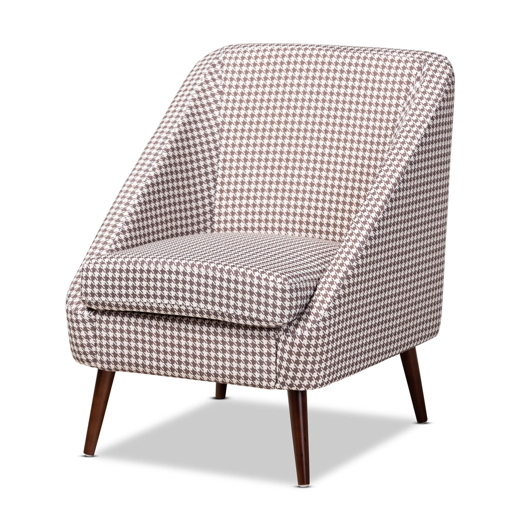Urban Designs Gwyneth Contemporary Houndstooth Accent Chair - Brown & White