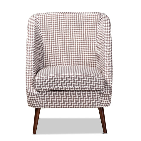 Urban Designs Gwyneth Contemporary Houndstooth Accent Chair - Brown & White