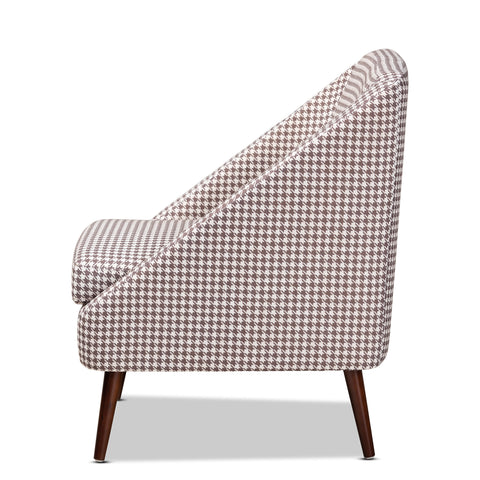 Urban Designs Gwyneth Contemporary Houndstooth Accent Chair - Brown & White