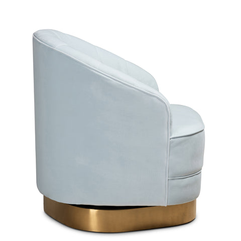 Urban Designs Amie Velvet Upholstered Gold Base Swivel Accent Chair - Light Blue