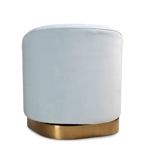 Urban Designs Amie Velvet Upholstered Gold Base Swivel Accent Chair - Light Blue