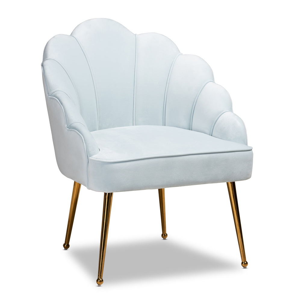 Urban Designs Coralye Velvet Upholstered Seashell Accent Chair - Light Blue