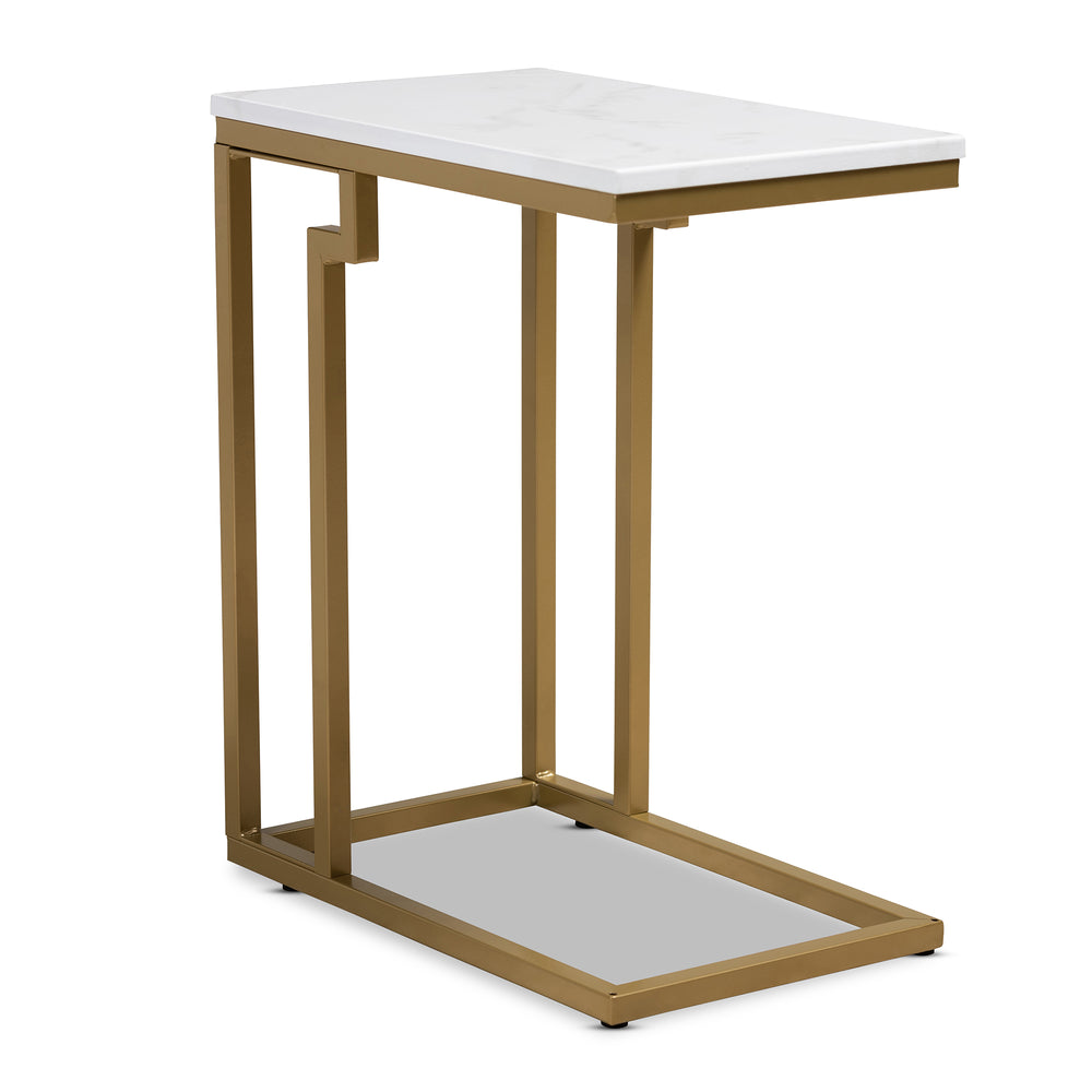 Urban Designs Remminth Faux Marble Metal End Table - Brushed Gold