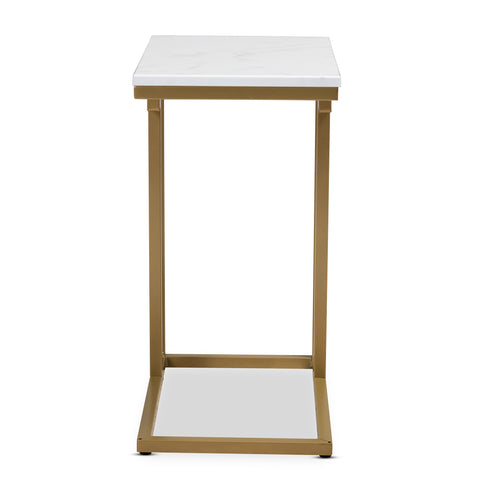 Urban Designs Remminth Faux Marble Metal End Table - Brushed Gold