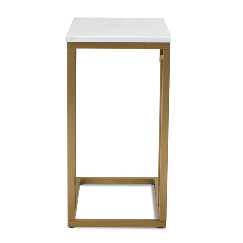 Urban Designs Remminth Faux Marble Metal End Table - Brushed Gold