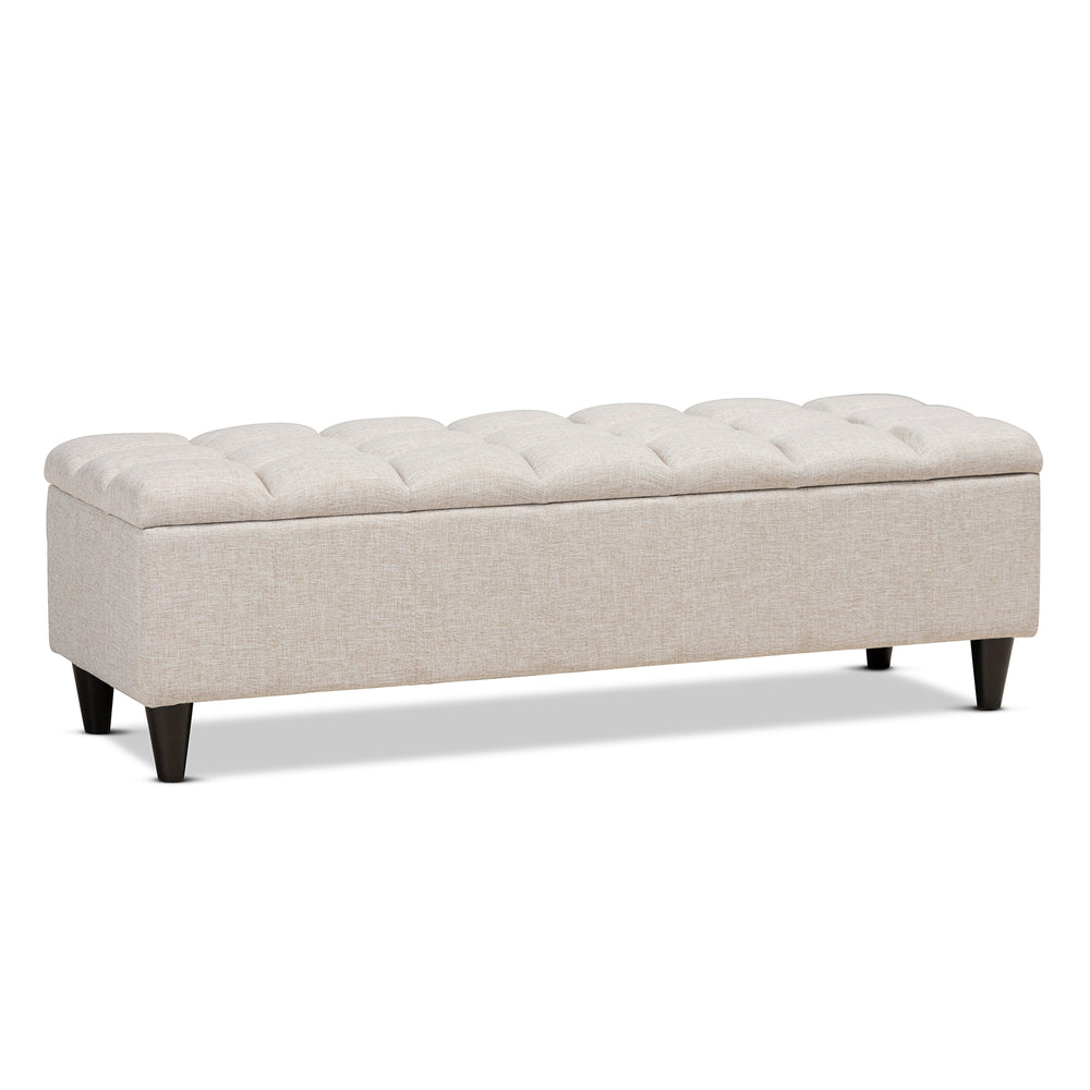 Urban Designs Burton Upholstered Hidden Storage Bench Ottoman - Beige