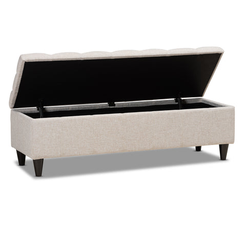 Urban Designs Burton Upholstered Hidden Storage Bench Ottoman - Beige