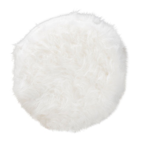 Urban Designs Chelsey Faux Fur Upholstered Silver Metal Ottoman - White