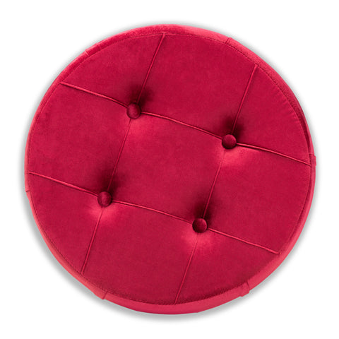 Urban Designs Gilda Retro-Inspired Button-Tufted Ottoman - Red Velvet