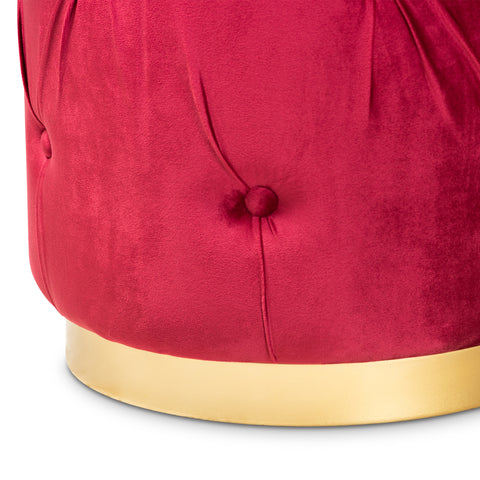 Urban Designs Gilda Retro-Inspired Button-Tufted Ottoman - Red Velvet
