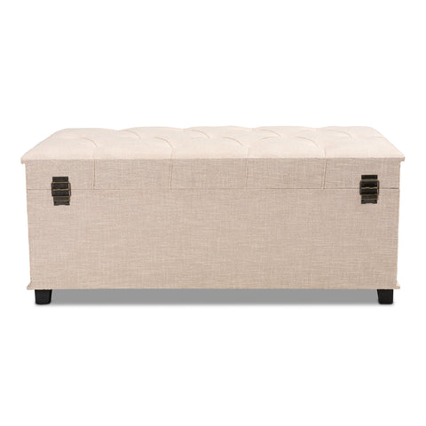 Urban Designs Kara Vintage Inspired Upholstered Storage Trunk Ottoman - Beige