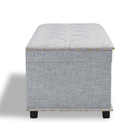 Urban Designs Kara Vintage Inspired Upholstered Storage Trunk Ottoman - Grey