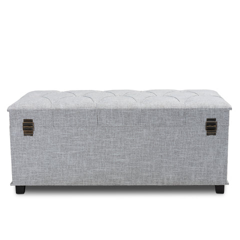 Urban Designs Kara Vintage Inspired Upholstered Storage Trunk Ottoman - Grey