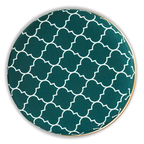 Urban Designs Chandra Quatrefoil Velvet Fabric Upholstered Ottoman - Green