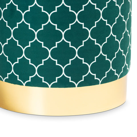 Urban Designs Sybil Velvet Fabric Upholstered Storage Ottoman - Green