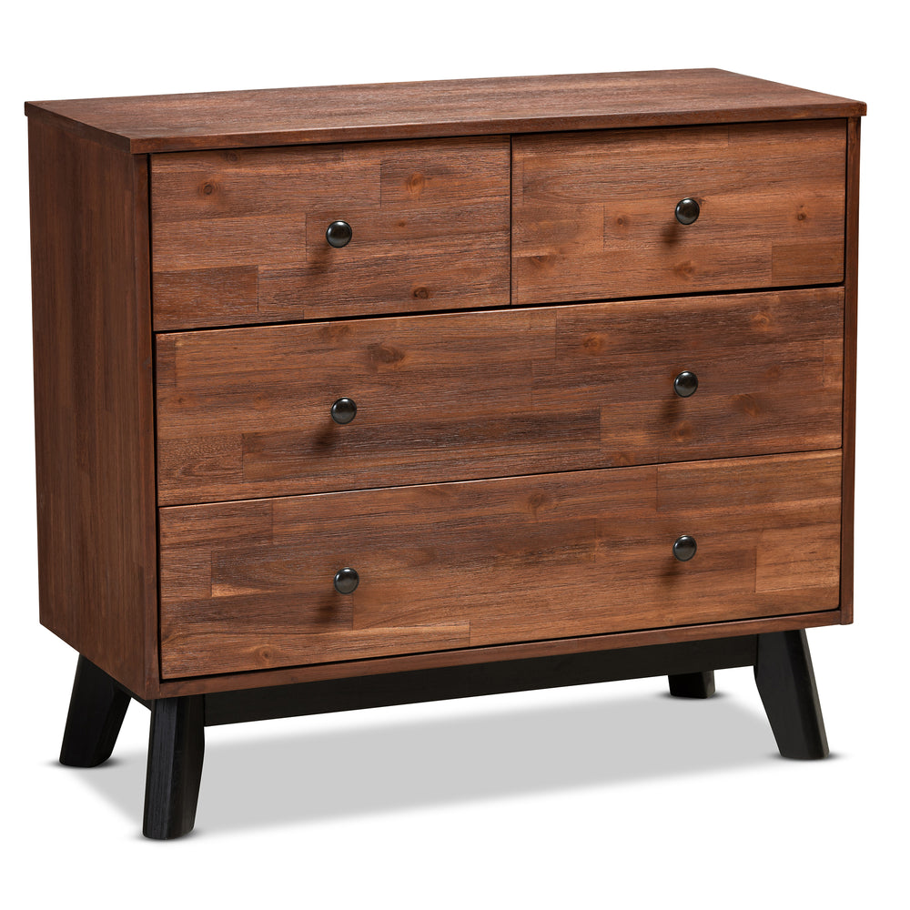 Urban Designs Calle 4-Drawer Acacia Wood Dresser - Oak Brown