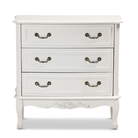 Urban Designs Giselle French Inspired 3-Drawer Wooden Dresser - White