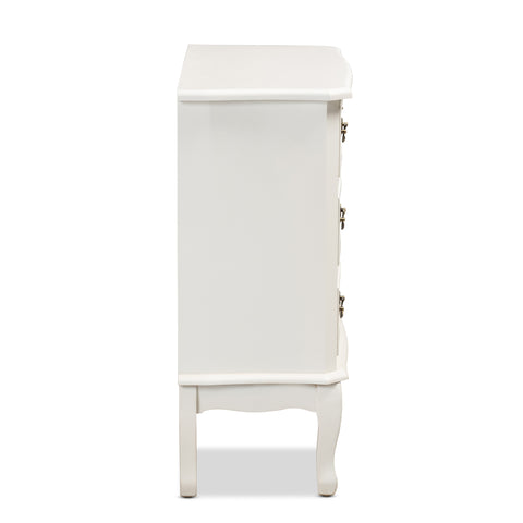 Urban Designs Giselle French Inspired 3-Drawer Wooden Dresser - White