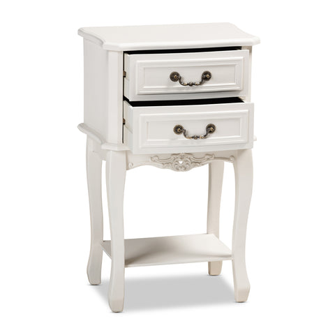 Urban Designs Giselle French Inspired 2-Drawer Wooden Nightstand - White