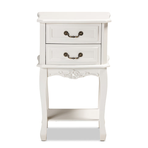 Urban Designs Giselle French Inspired 2-Drawer Wooden Nightstand - White