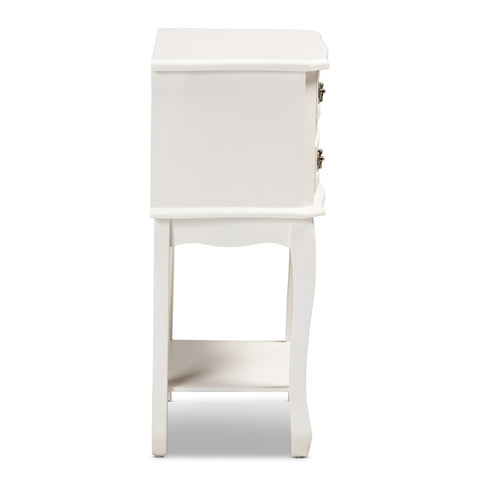 Urban Designs Giselle French Inspired 2-Drawer Wooden Nightstand - White