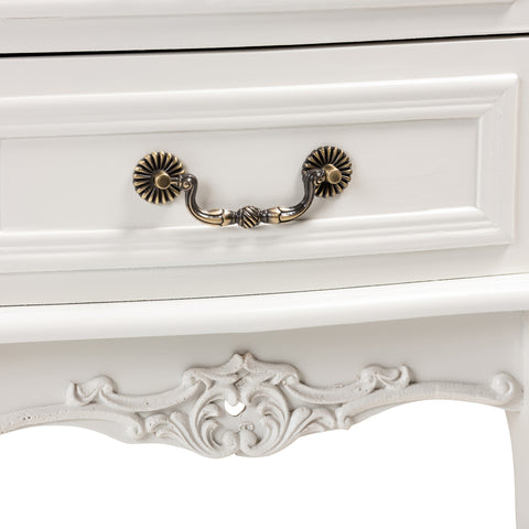 Urban Designs Giselle French Inspired 2-Drawer Wooden Nightstand - White